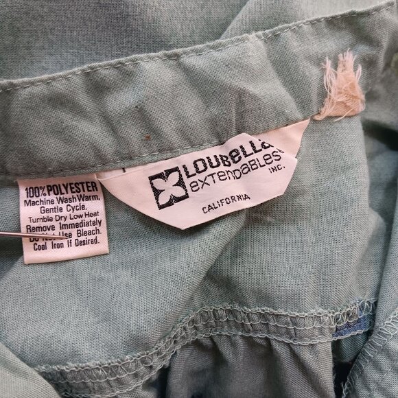 Medium Vintage Boho Belted Top Loubella Extendabes Tunic Blouse Mint Green 1970s - Picture 5 of 11